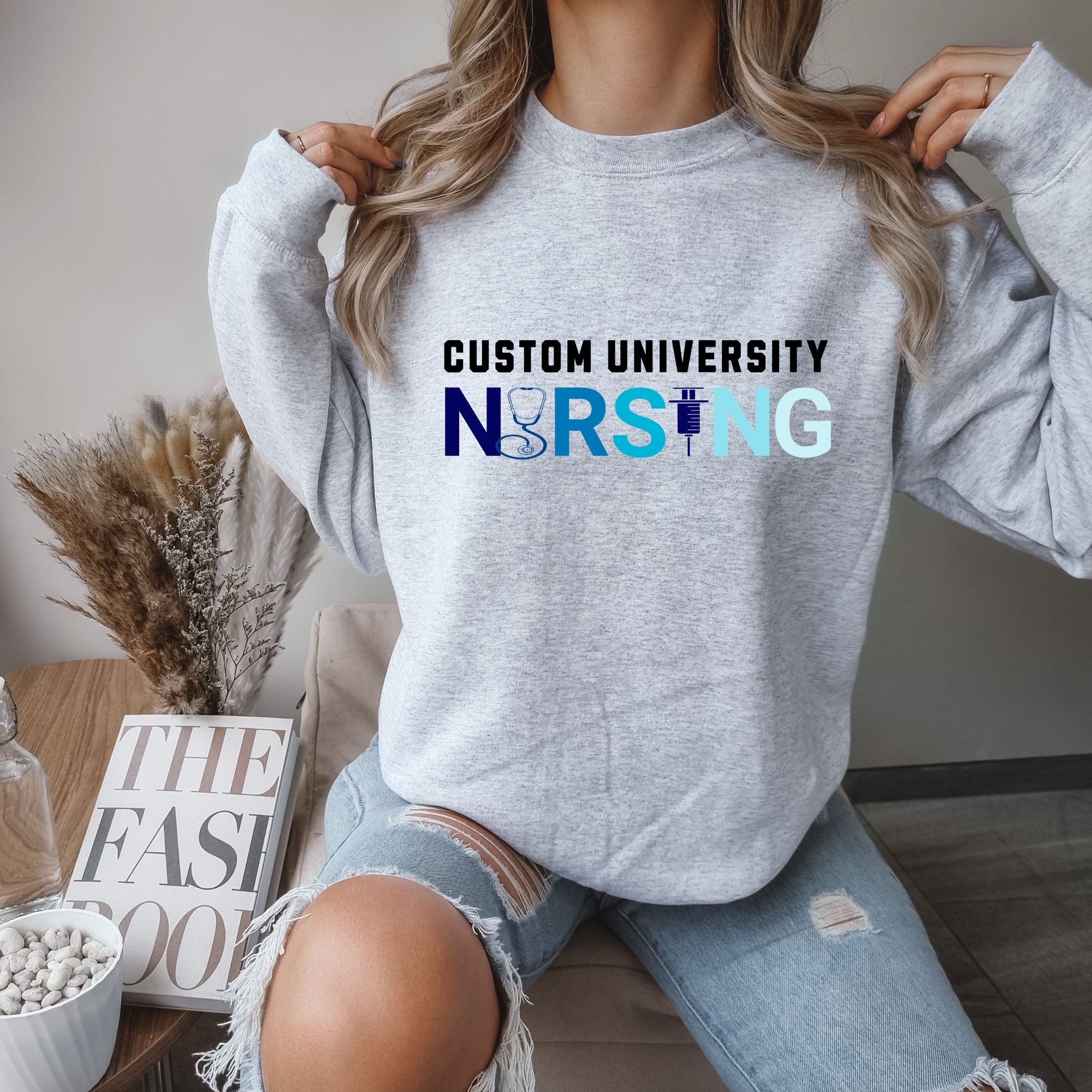 Personalized University Nursing Crewneck Sweatshirt