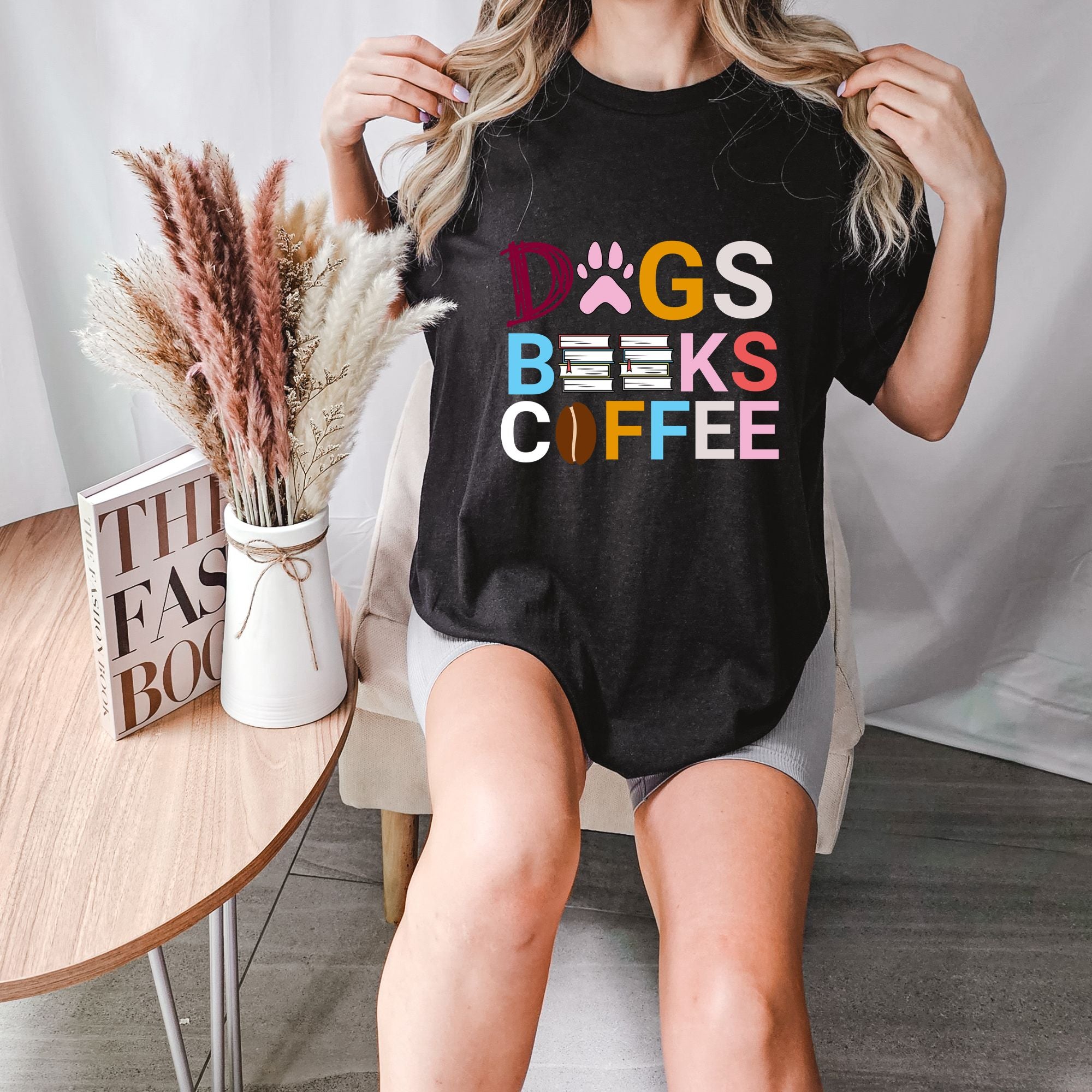 Dogs Books Coffee Tee