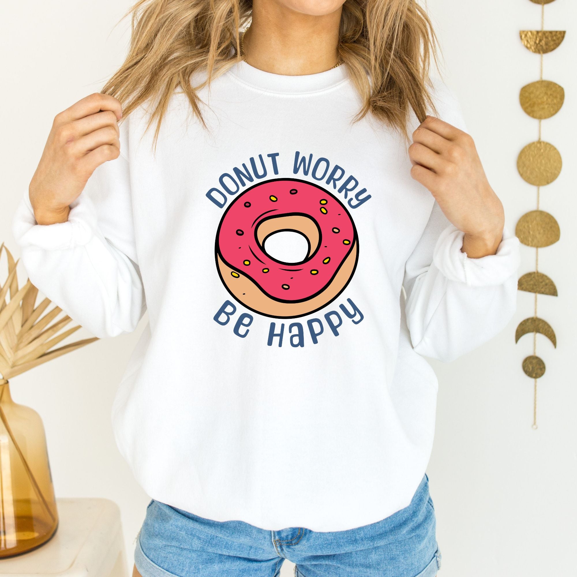 Donut Worry Be Happy Crewneck Sweatshirt