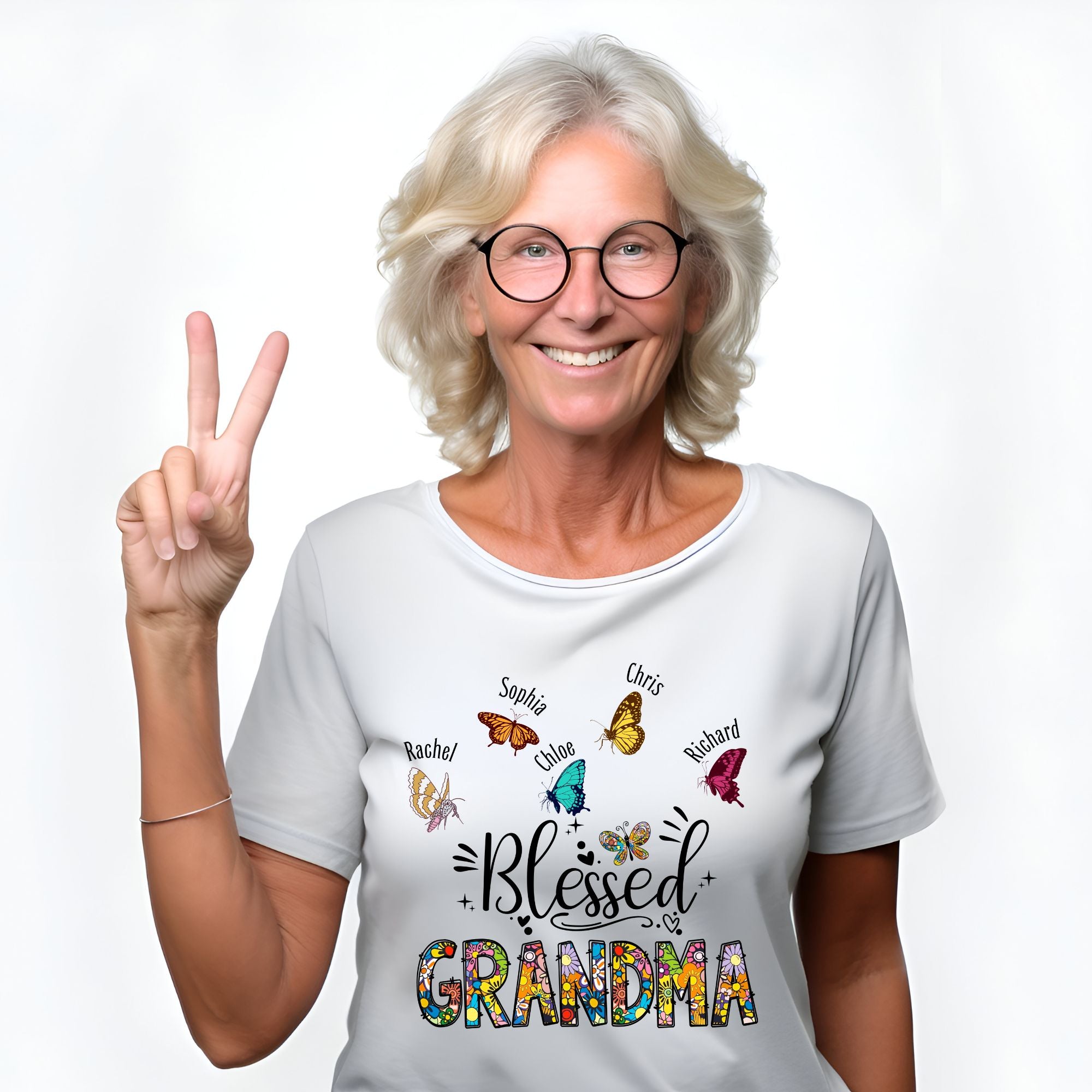 Personalized Blessed Grandma T-shirt With Kids Names