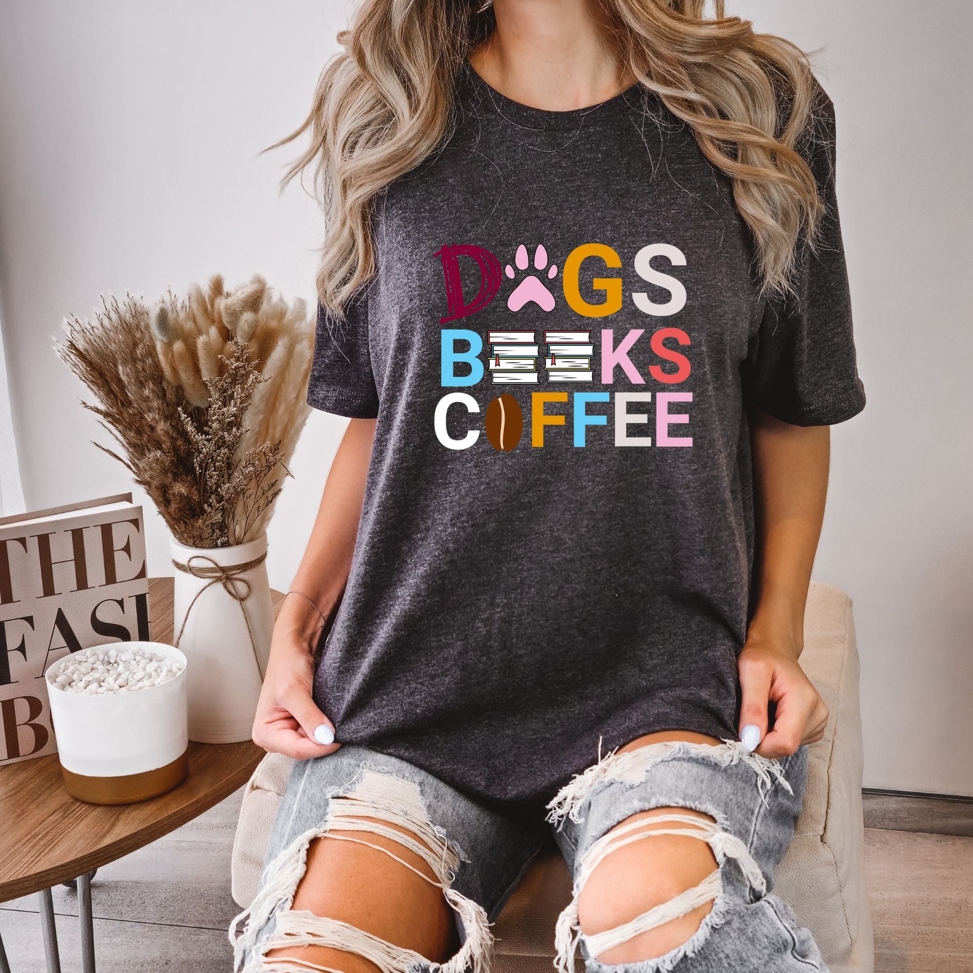 Dogs Books Coffee Tee