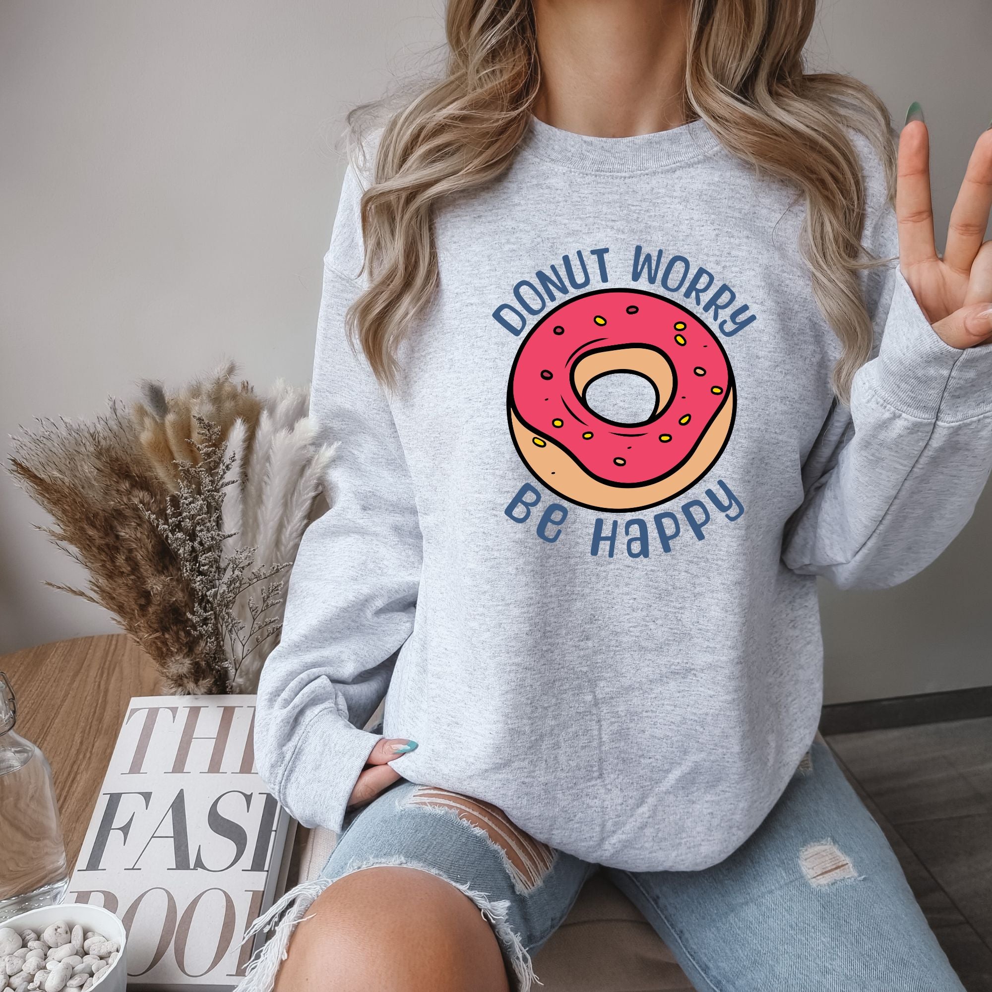 Donut Worry Be Happy Crewneck Sweatshirt