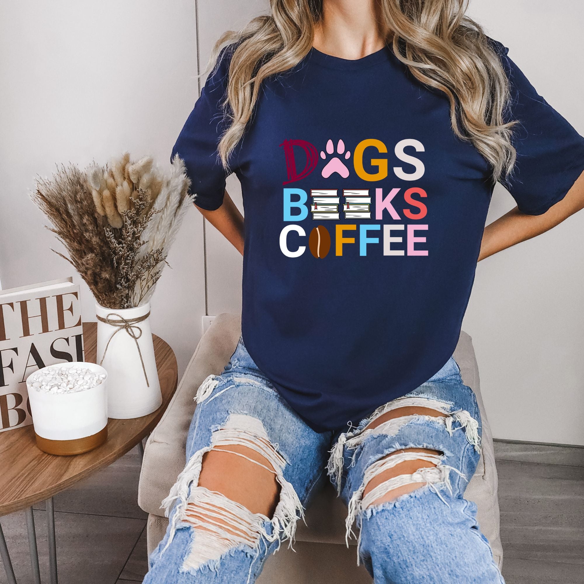 Dogs Books Coffee Tee