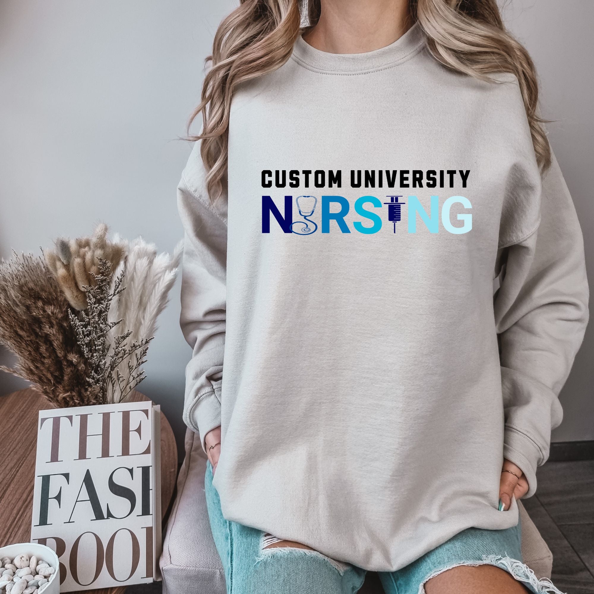 Personalized University Nursing Crewneck Sweatshirt