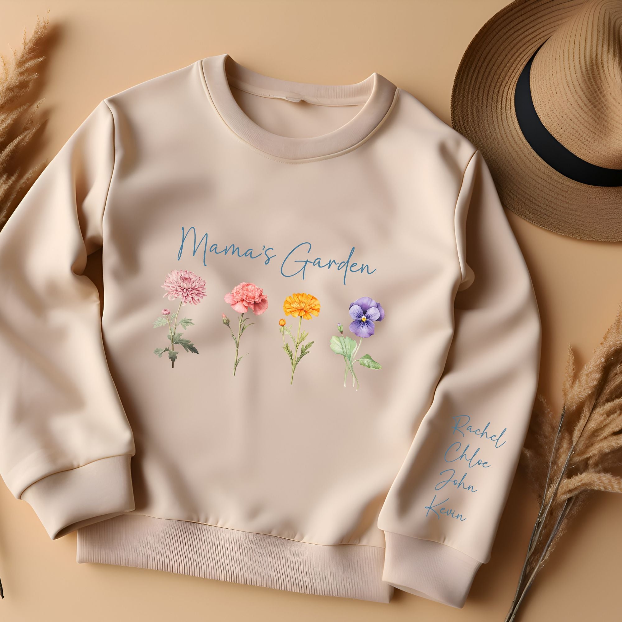 Personalised Mama's Garden Birth Flower Sweatshirt