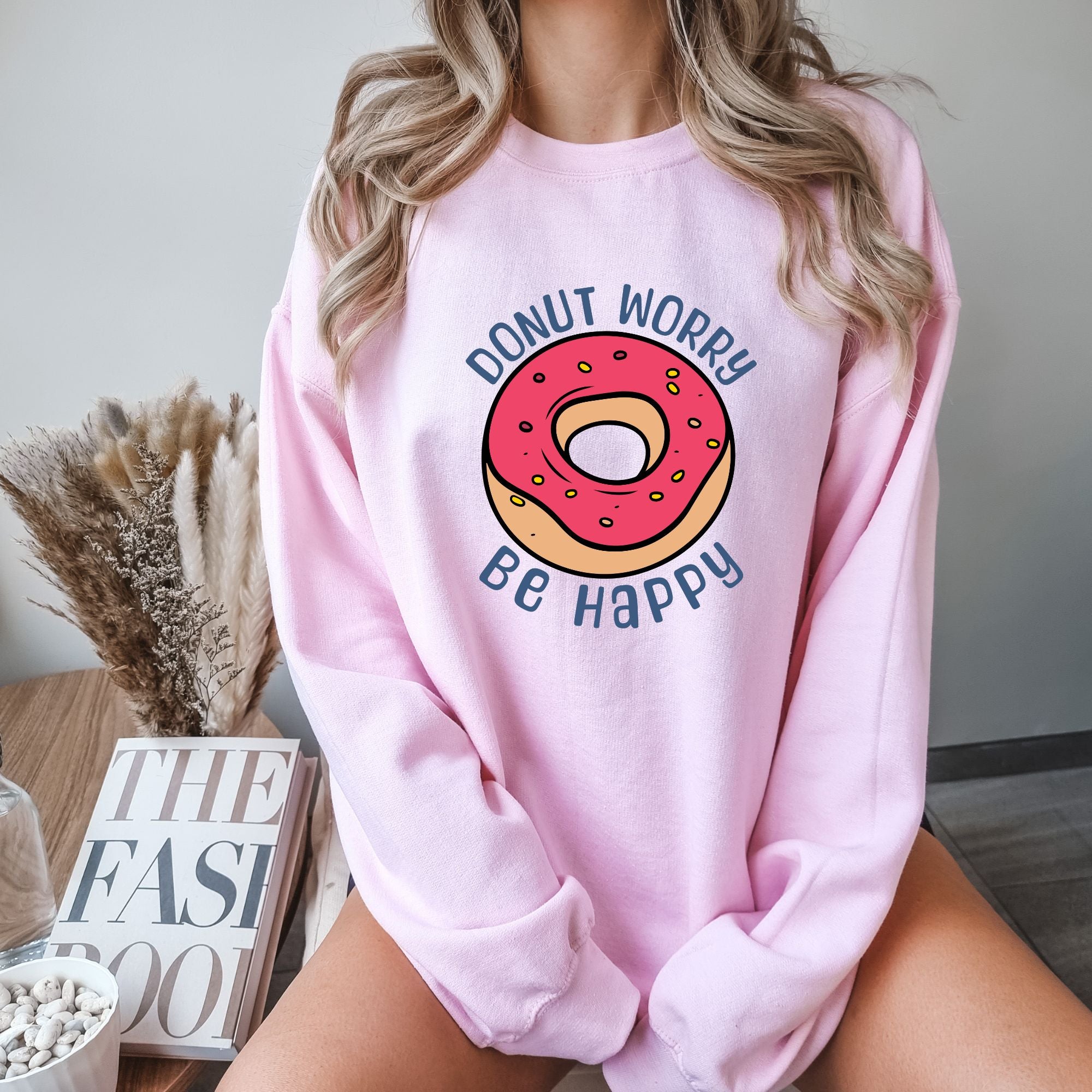 Donut Worry Be Happy Crewneck Sweatshirt