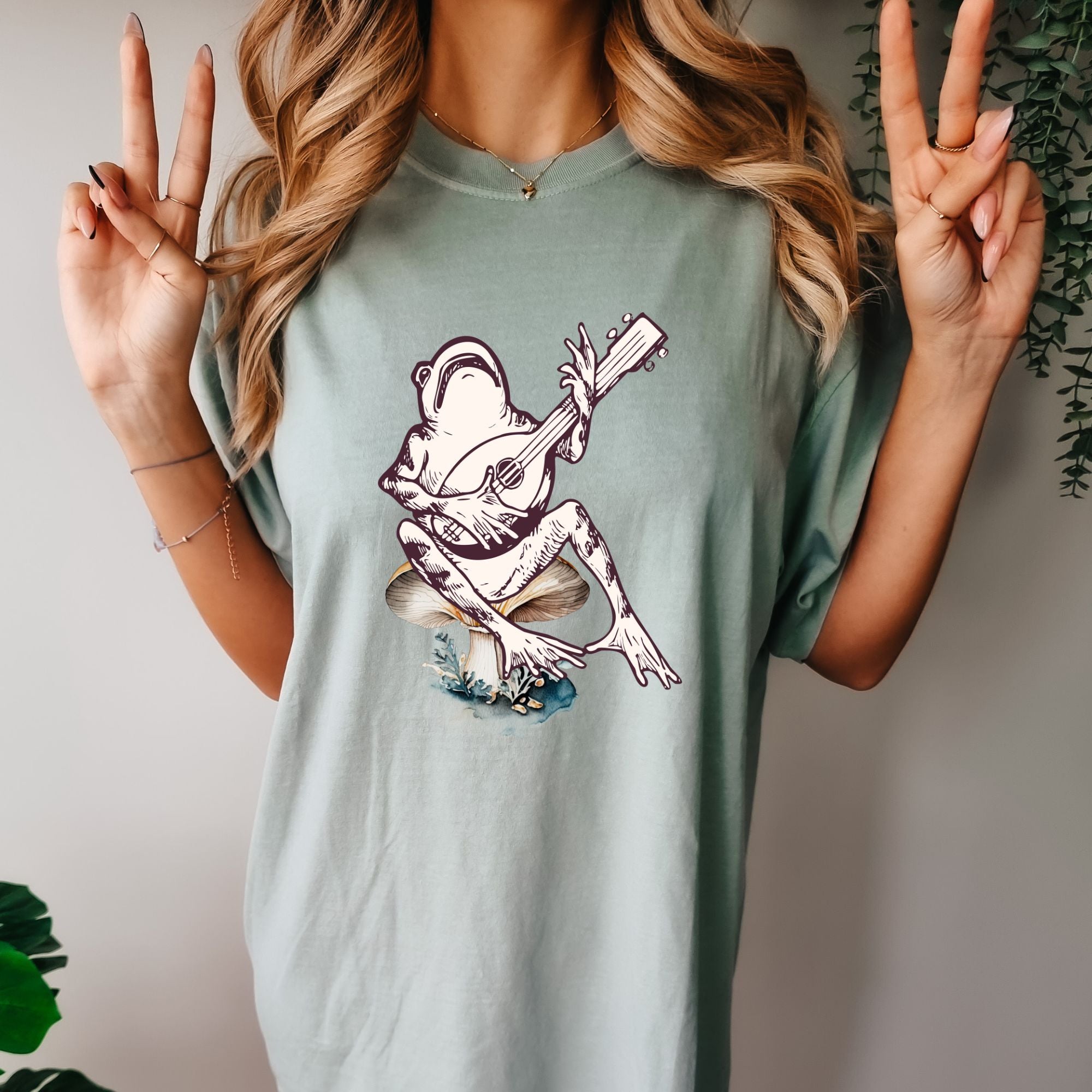 Frog Playing Banjo Sitting On a Mushroom Shirt - Comfort Colors ®