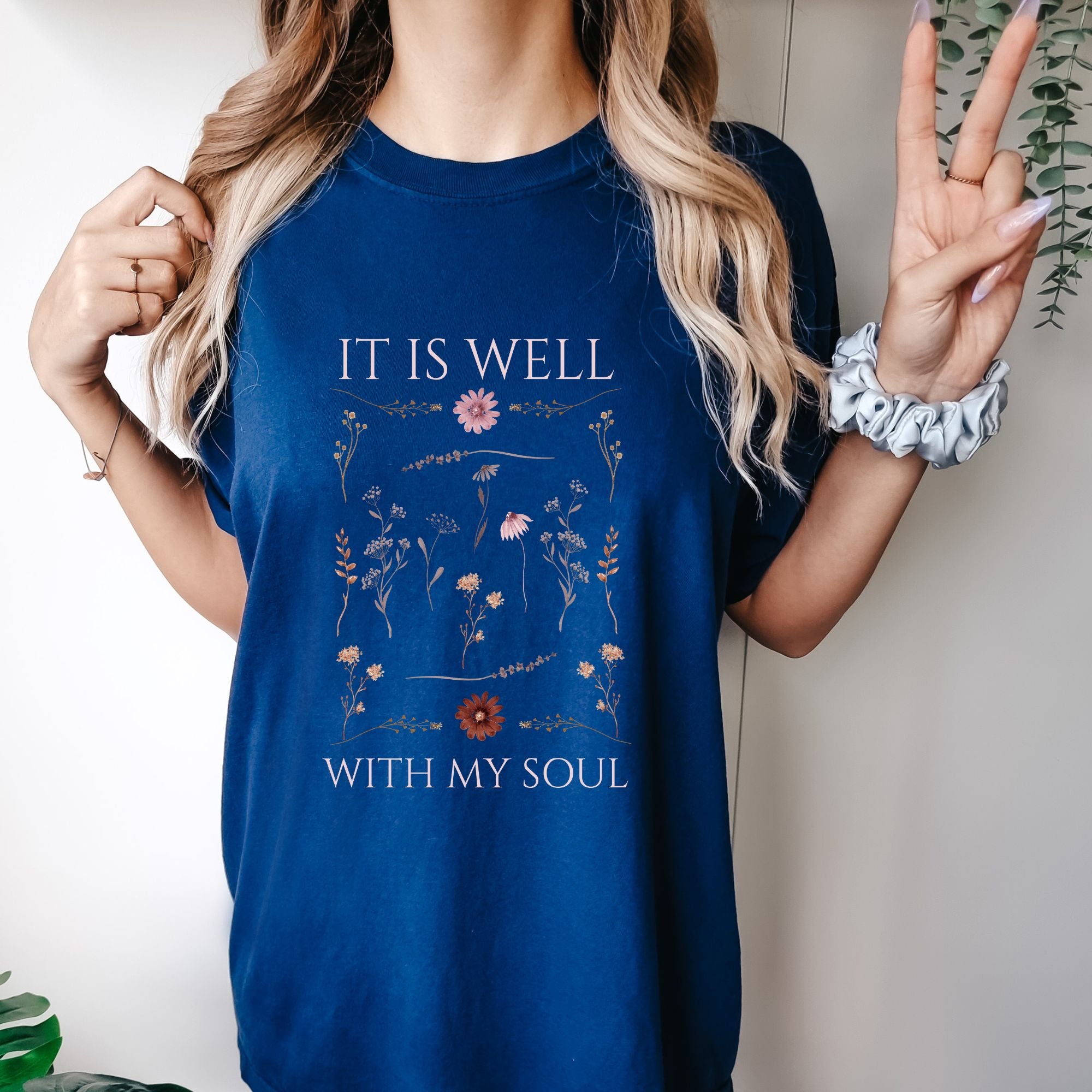 It Is Well With My Soul T-Shirt - Vintage Flowers Christian Tee