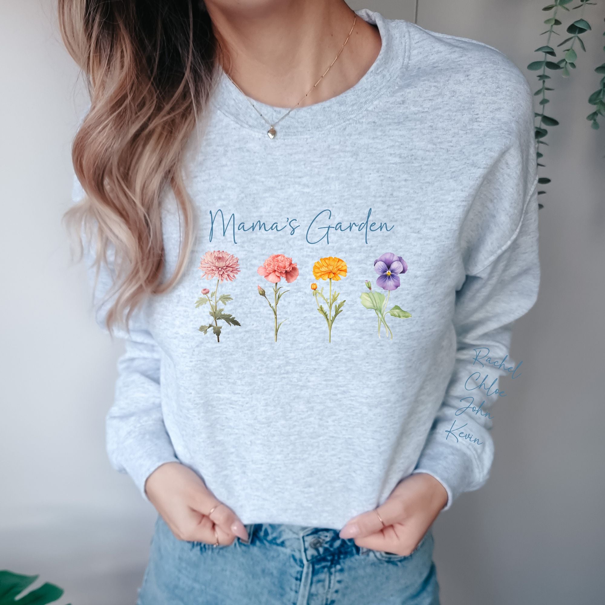 Personalised Mama's Garden Birth Flower Sweatshirt