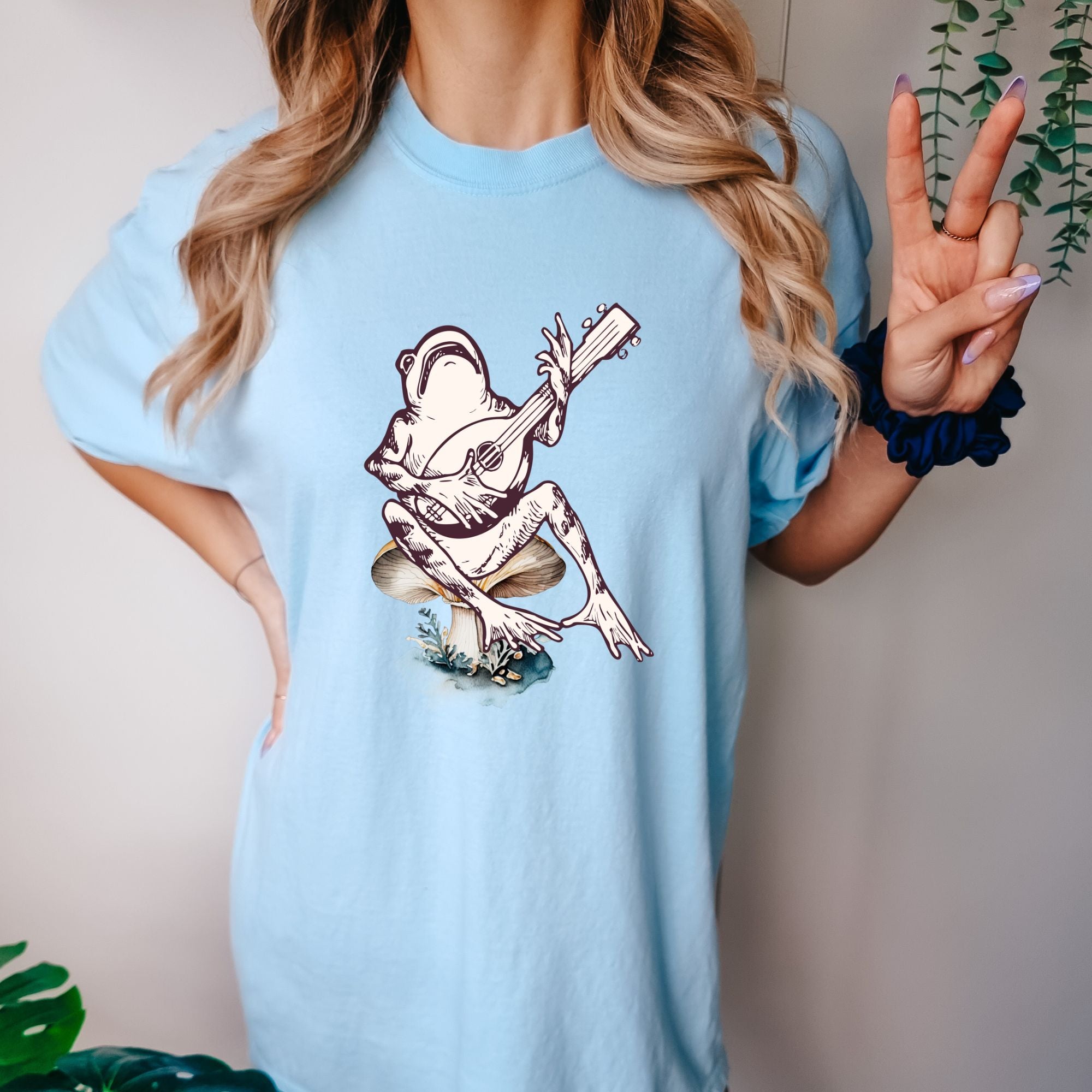 Frog Playing Banjo Sitting On a Mushroom Shirt - Comfort Colors ®