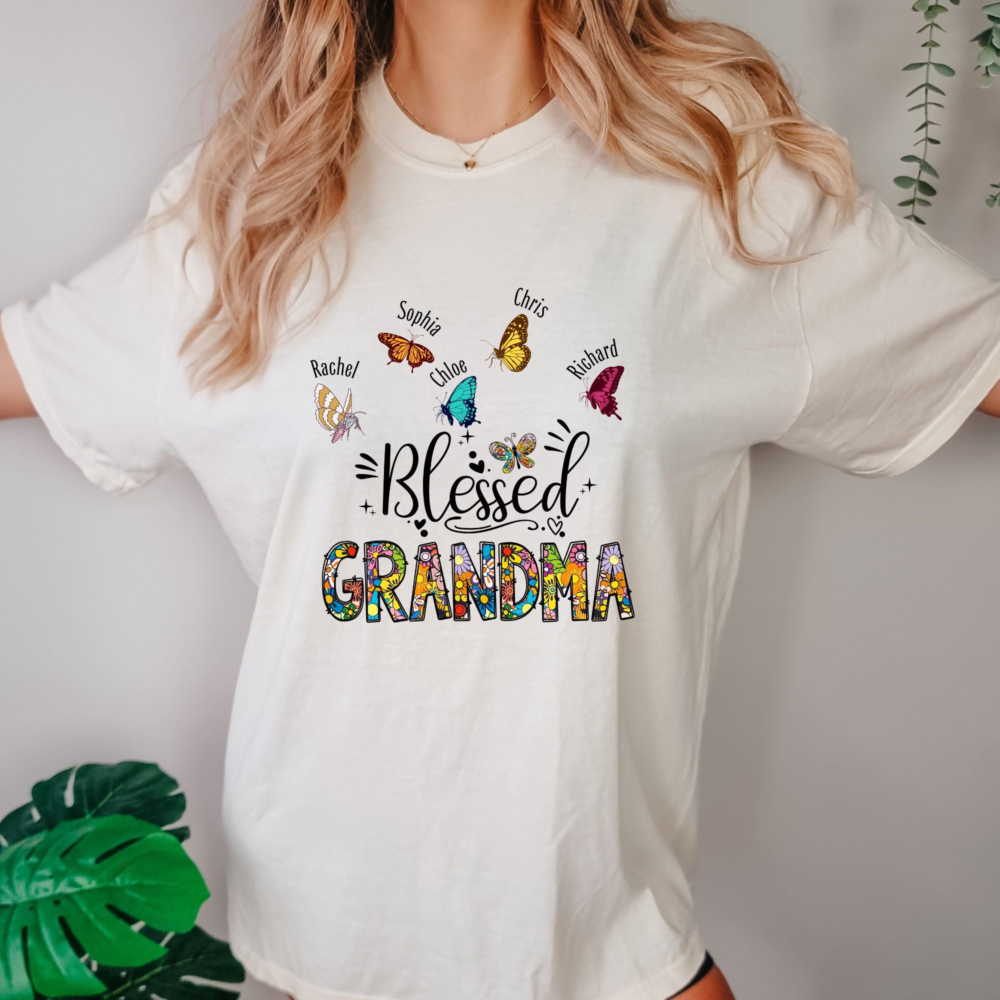 Personalized Blessed Grandma T-shirt With Kids Names