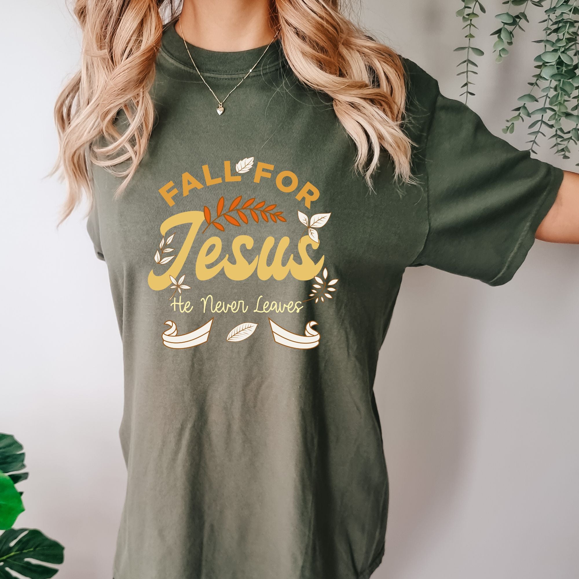 Fall For Jesus He Never Leaves T-shirt