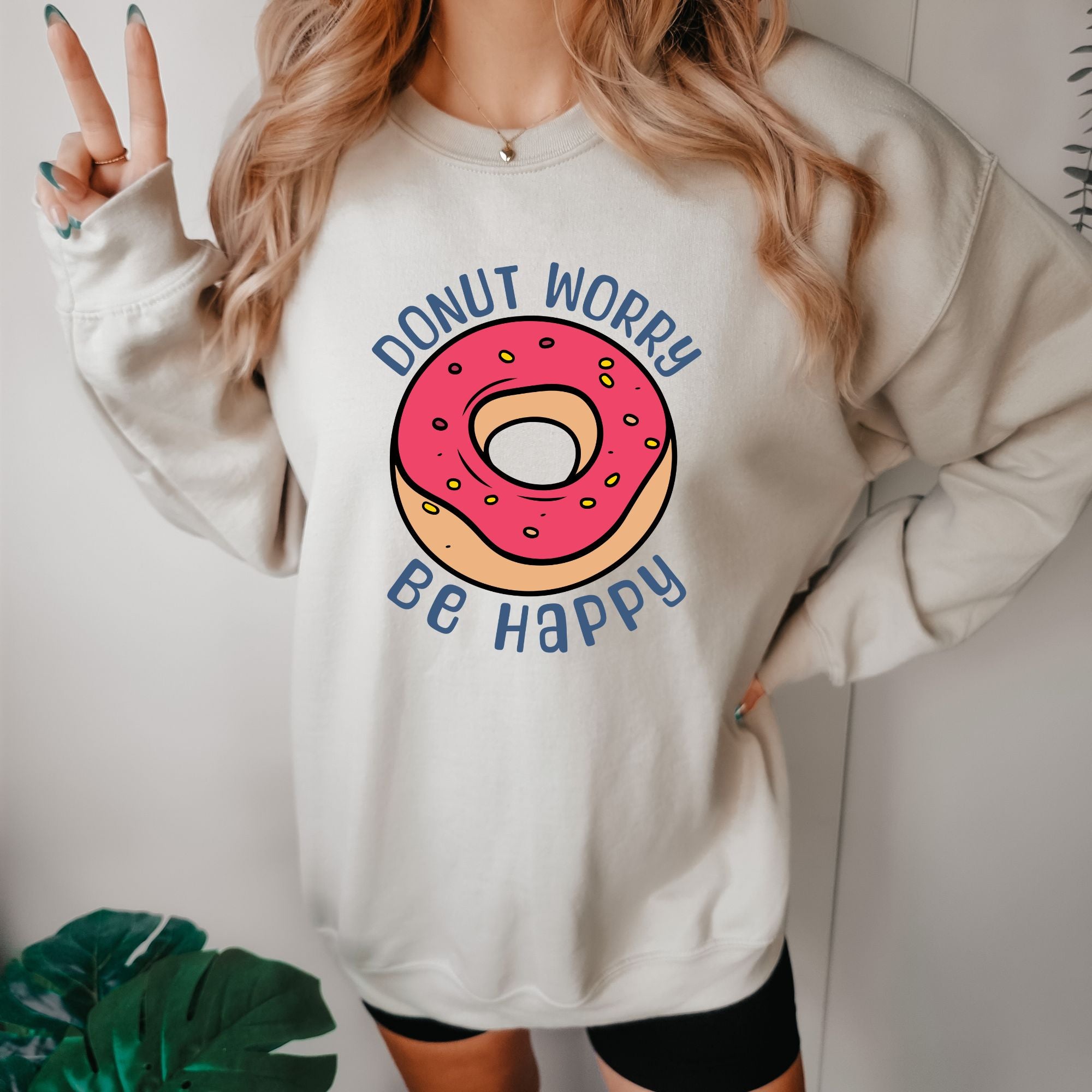 Donut Worry Be Happy Crewneck Sweatshirt