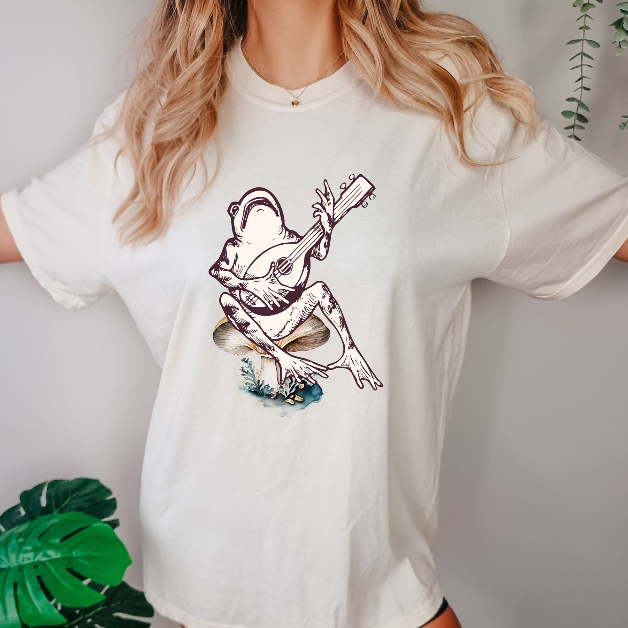 Frog Playing Banjo Sitting On a Mushroom Shirt - Comfort Colors ®