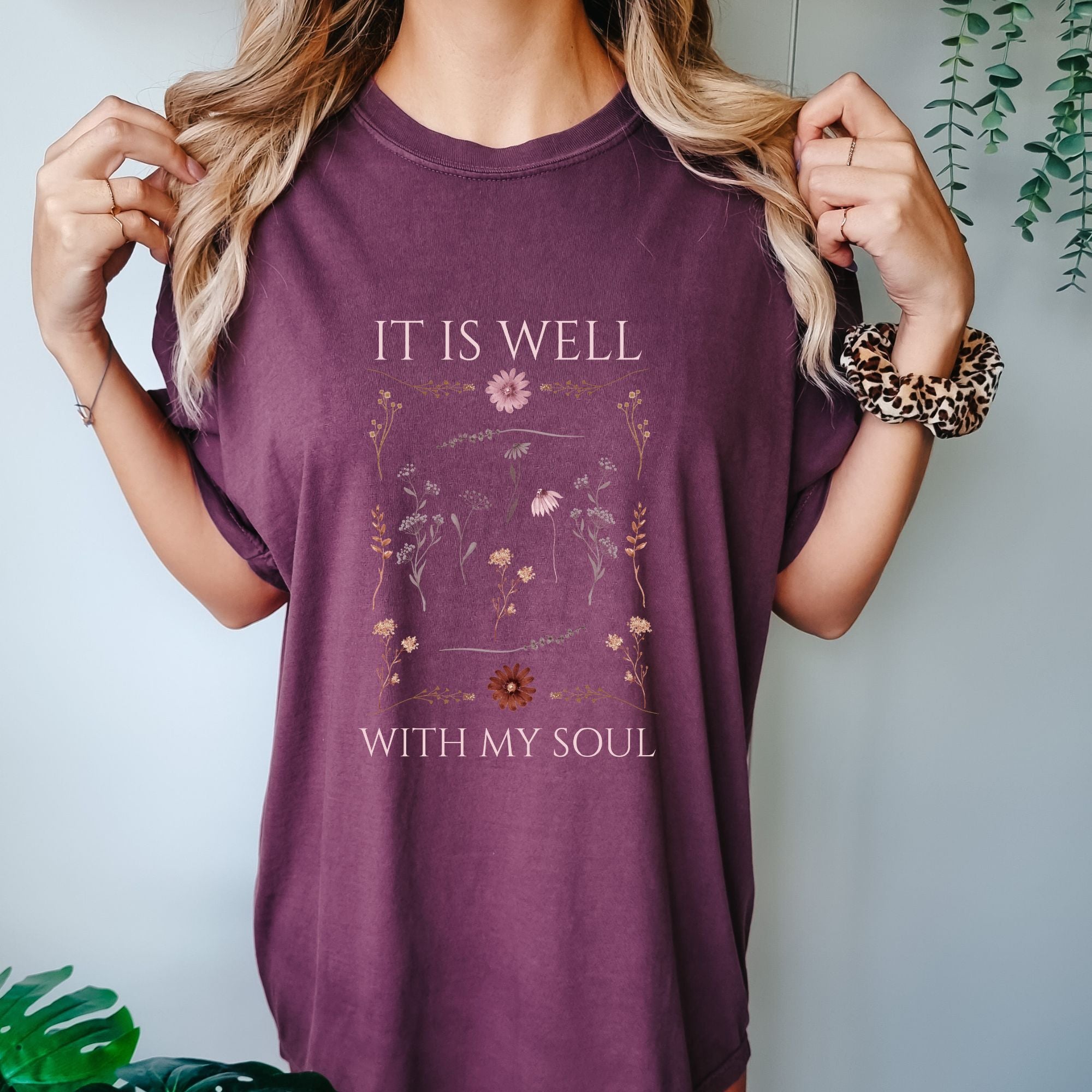 It Is Well With My Soul T-Shirt - Vintage Flowers Christian Tee