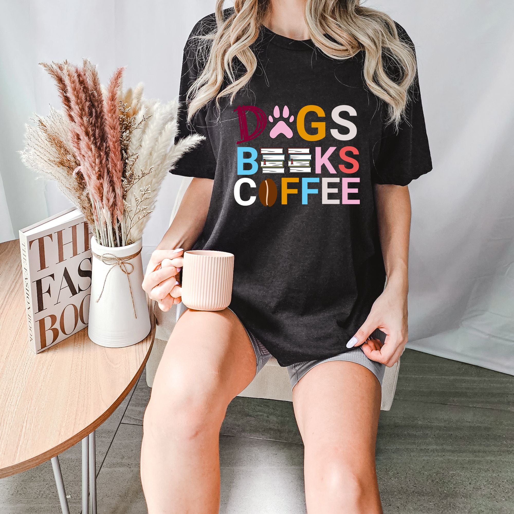 Dogs Books Coffee Tee