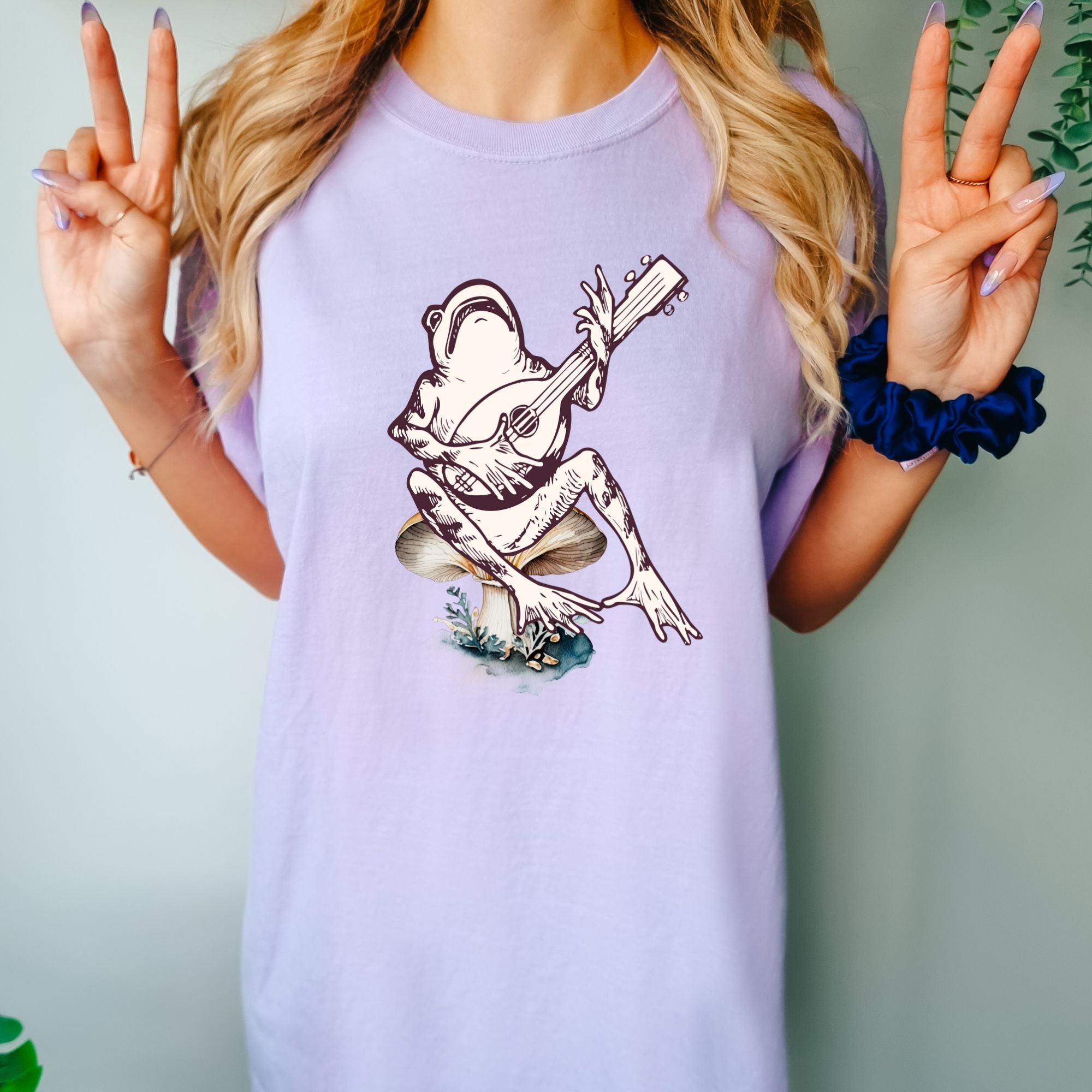 Frog Playing Banjo Sitting On a Mushroom Shirt - Comfort Colors ®