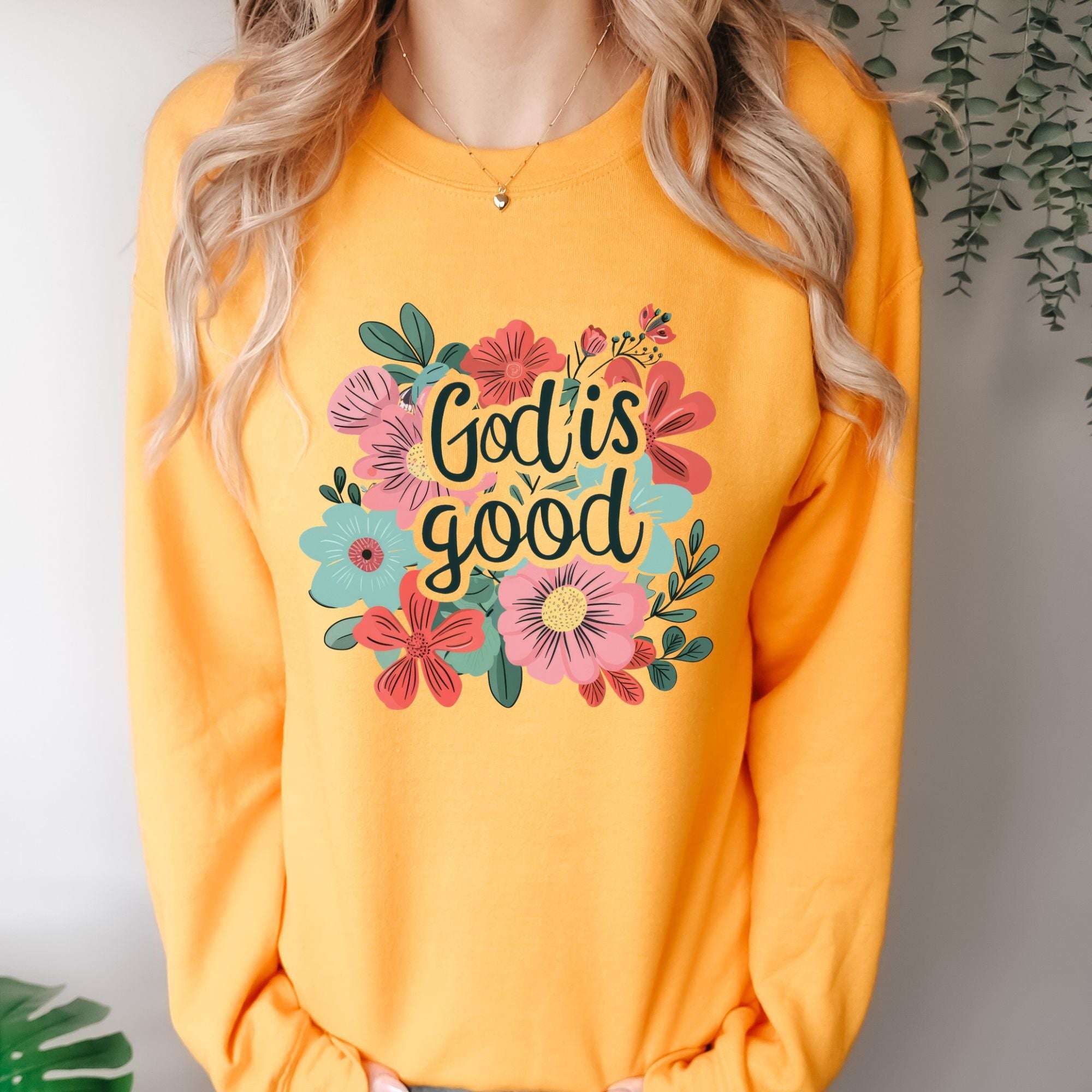 God Is Good Sweatshirt - Gold Color