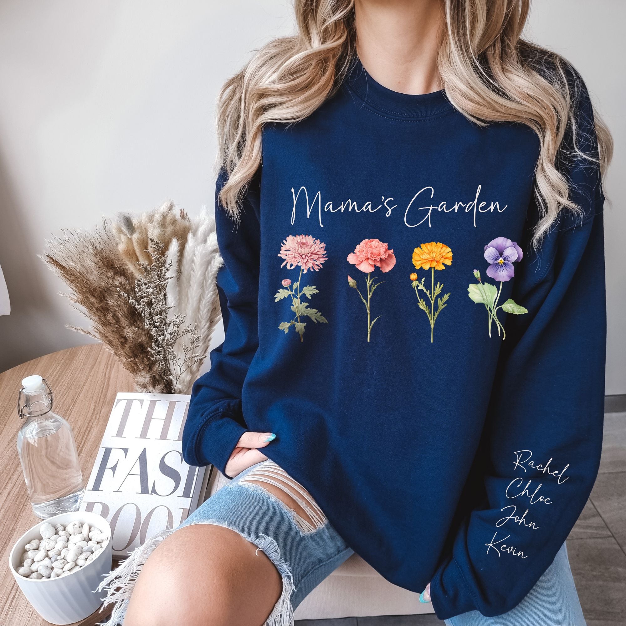 Personalised Mama's Garden Birth Flower Sweatshirt