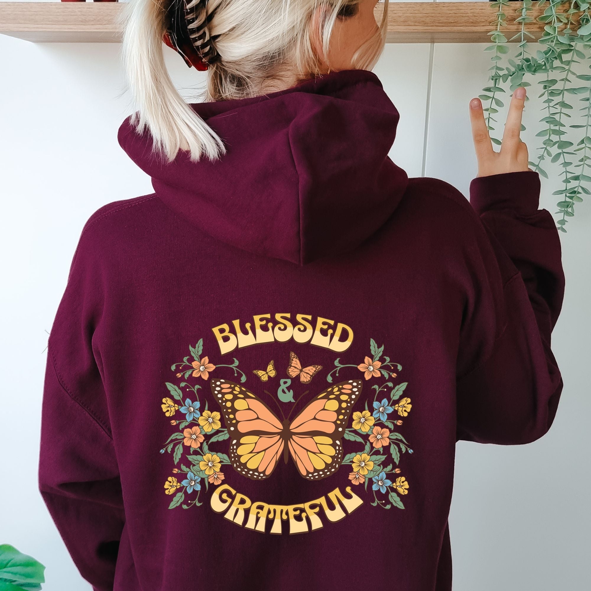 Christian Crewneck Sweatshirt - Hot Pink - Blessed & Grateful - PrintMarvelsInc#