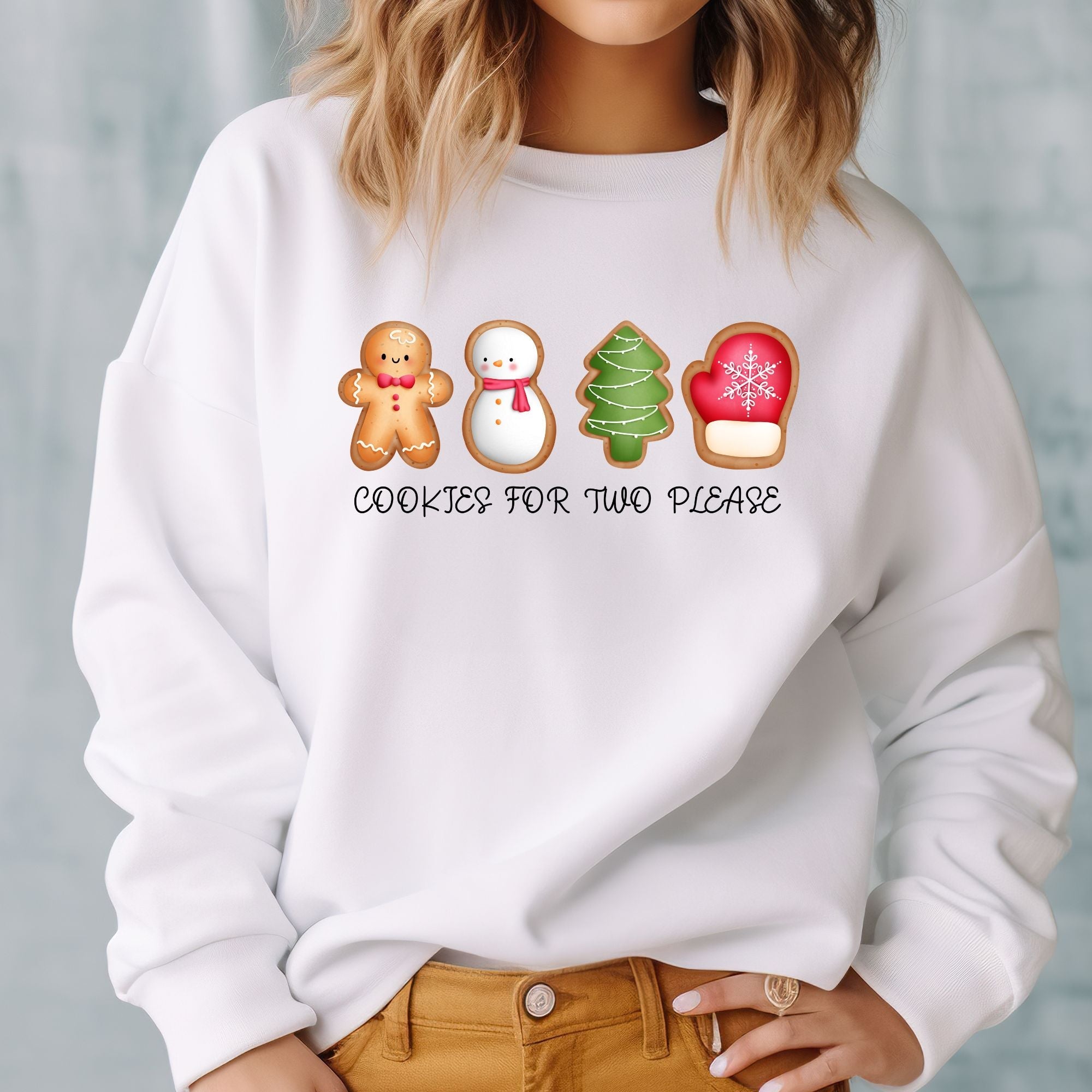 Christmas Cookies For Two Please Pregnancy Announcement Sweatshirt - PrintMarvelsInc#