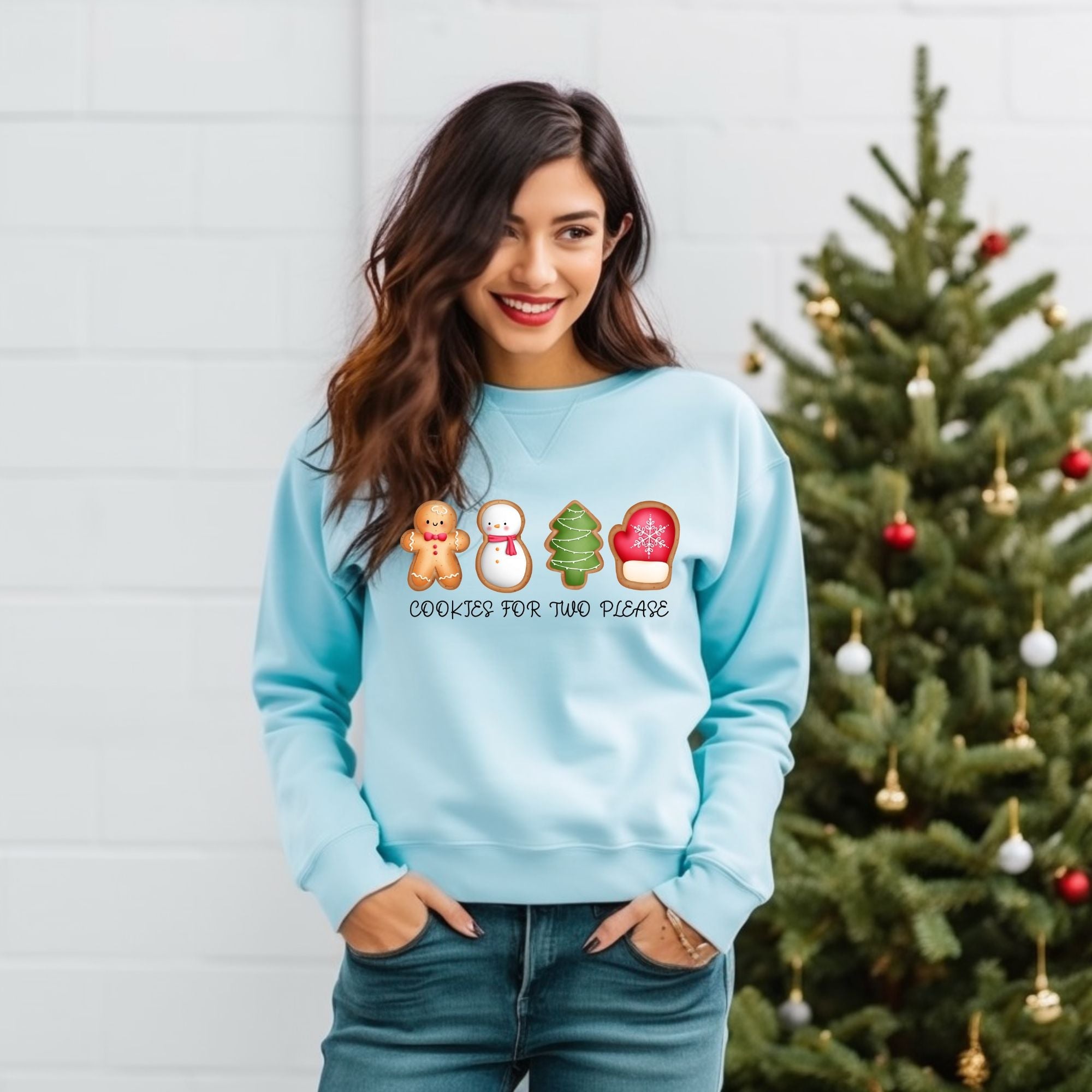 Christmas Cookies For Two Please Pregnancy Announcement Sweatshirt - PrintMarvelsInc#