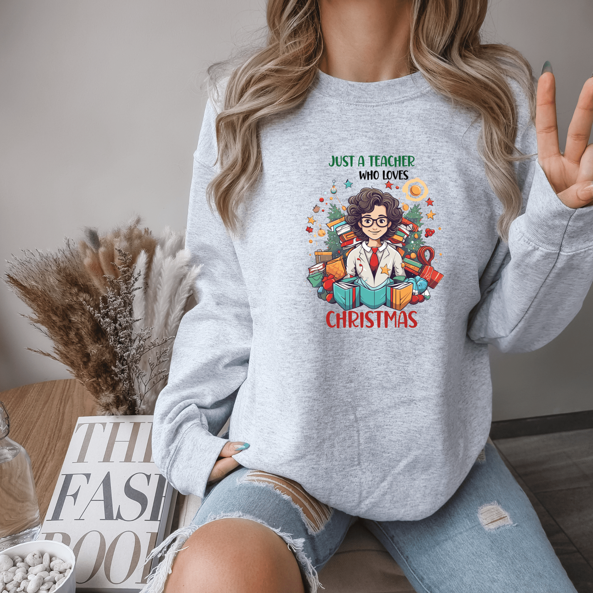 Christmas Vibes Teacher Sweatshirt - PrintMarvelsInc#