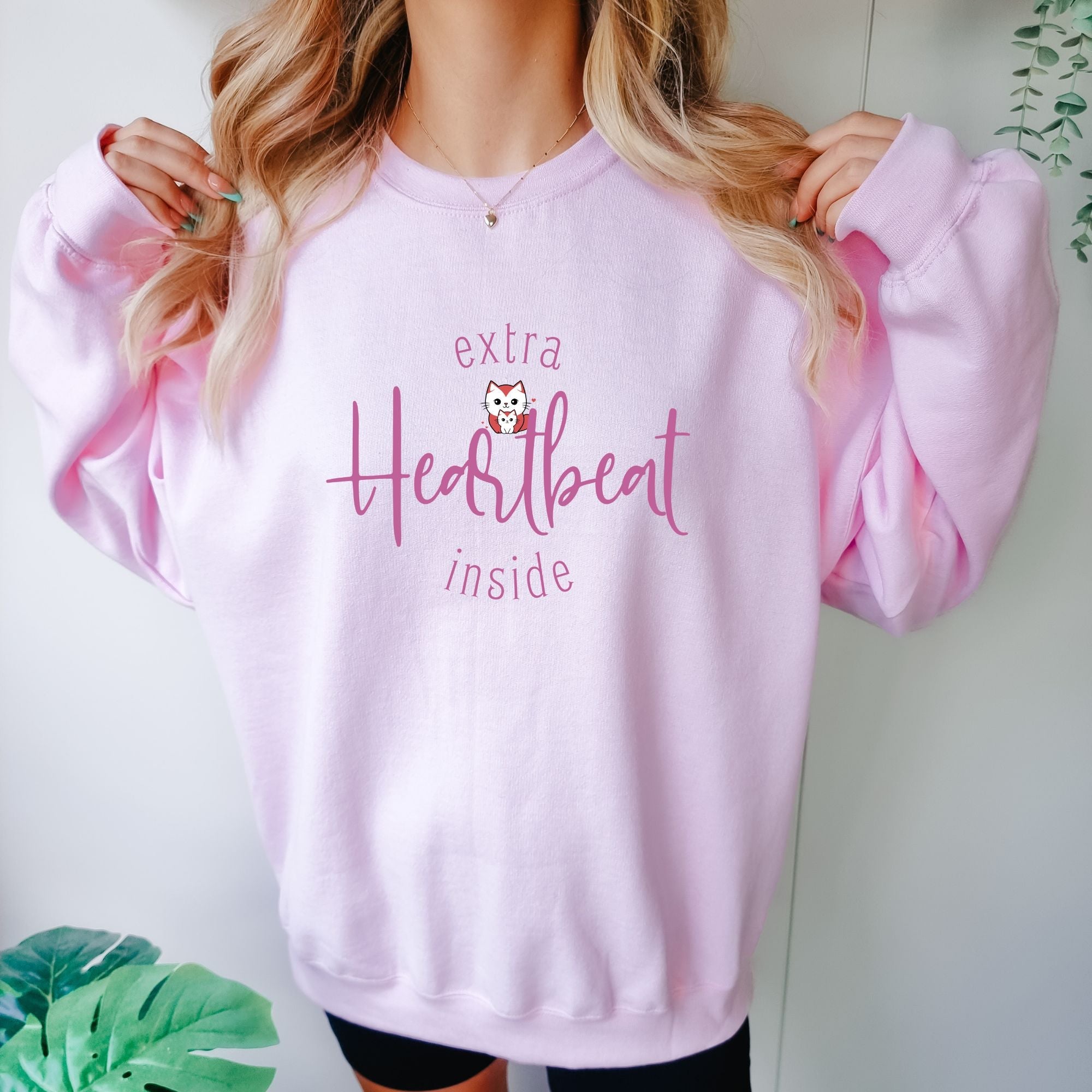 Extra Heartbeat Inside Sweatshirt - Pregnancy Announcement and Baby Reveal Sweatshirt - PrintMarvelsInc#