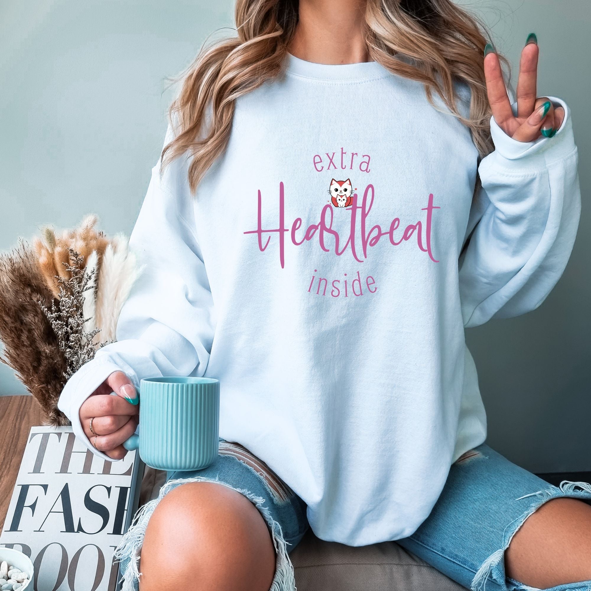 Extra Heartbeat Inside Sweatshirt - Pregnancy Announcement and Baby Reveal Sweatshirt - PrintMarvelsInc#