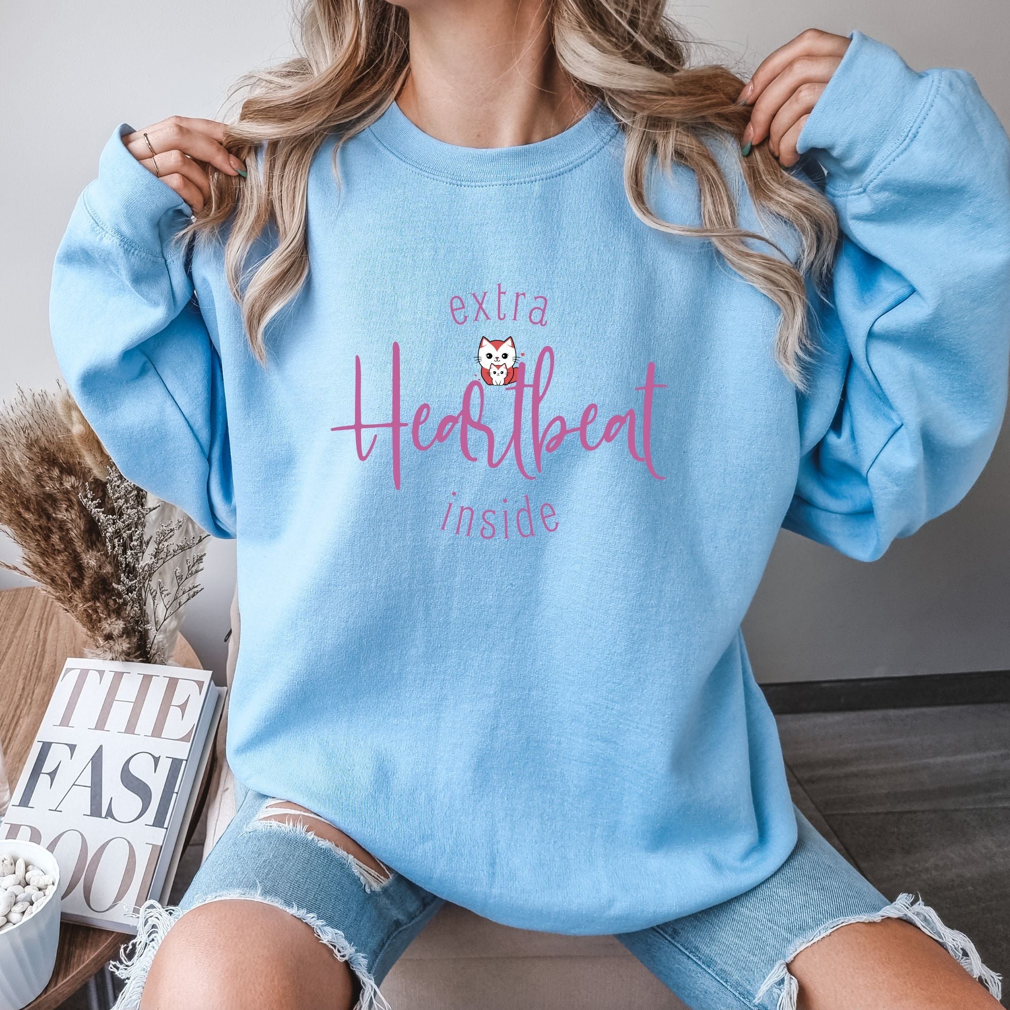 Extra Heartbeat Inside Sweatshirt - Pregnancy Announcement and Baby Reveal Sweatshirt - PrintMarvelsInc#