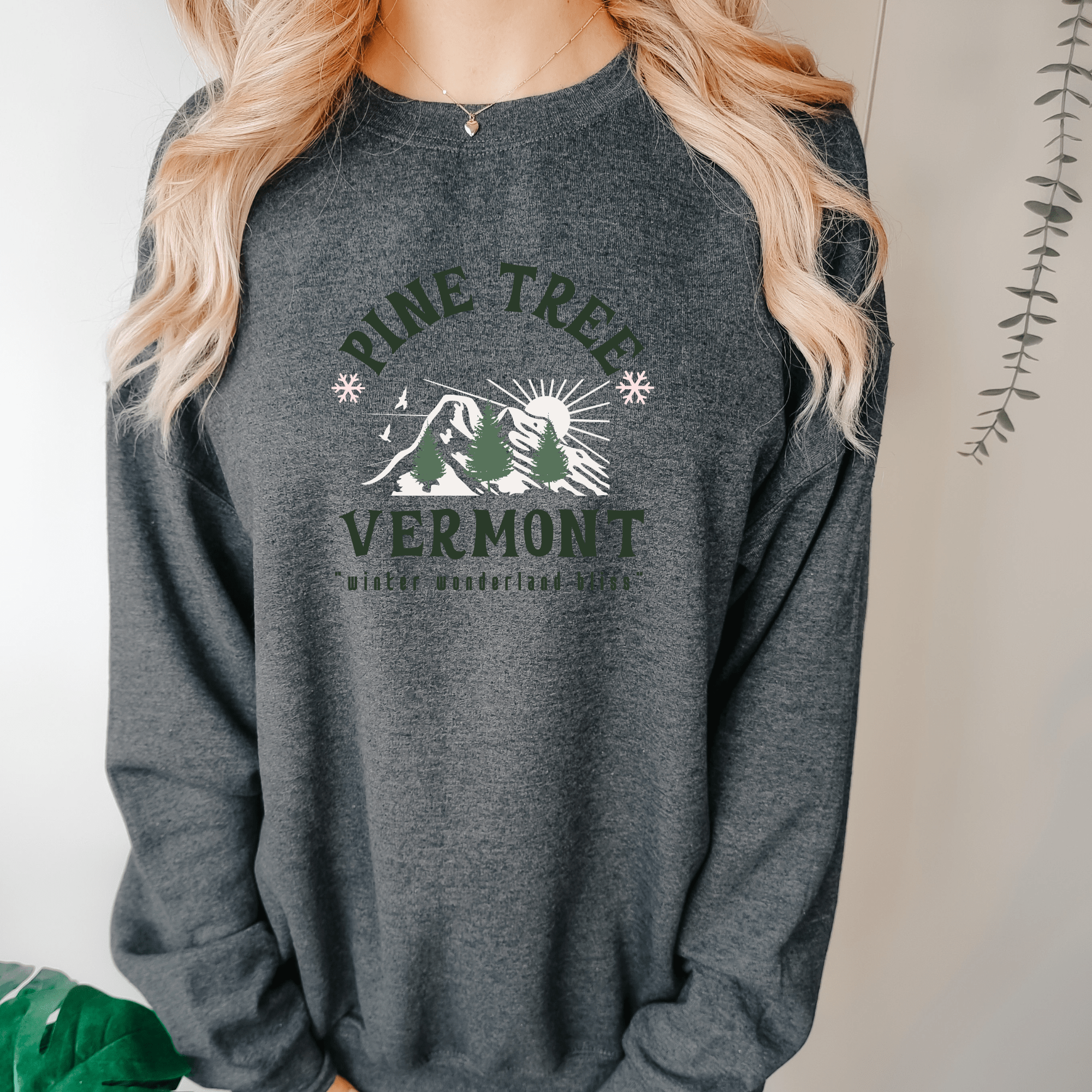 Pine Tree Vermont Crewneck Sweatshirt - PrintMarvelsInc#