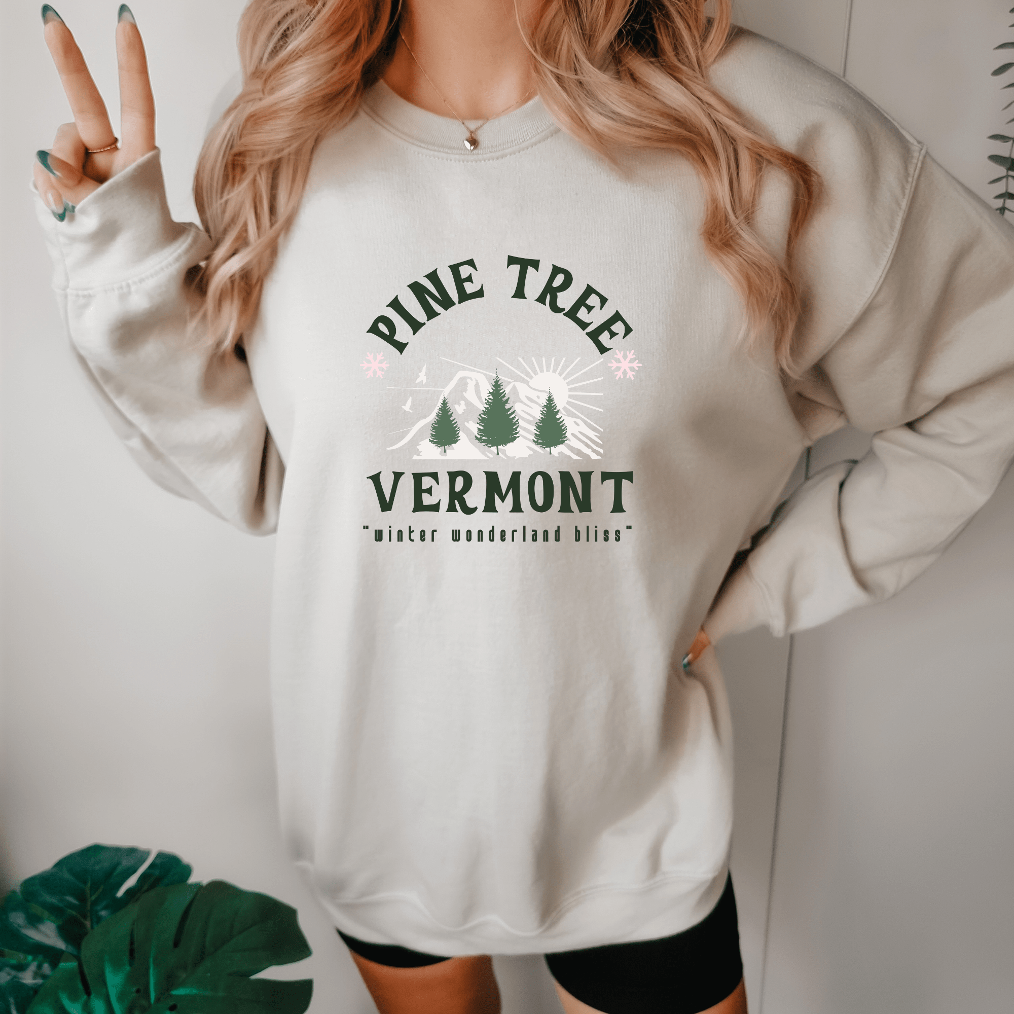 Pine Tree Vermont Crewneck Sweatshirt - PrintMarvelsInc#