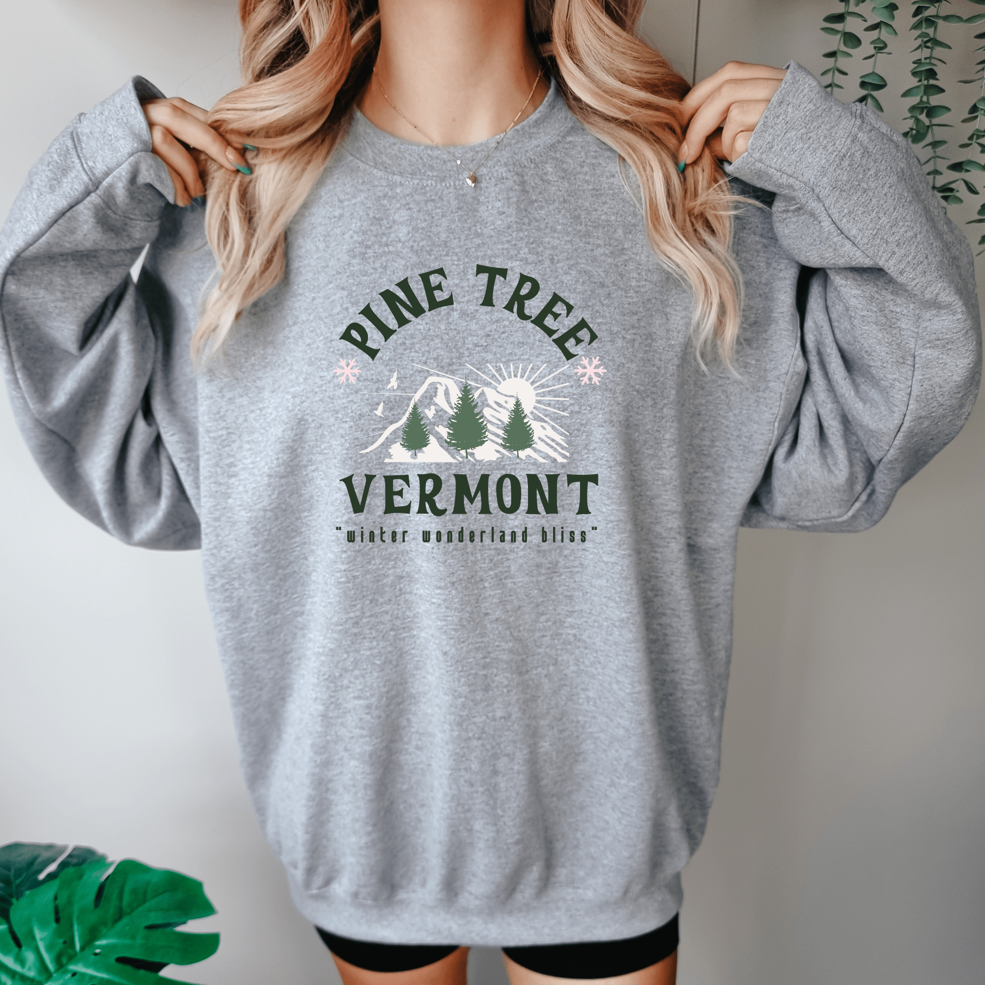 Pine Tree Vermont Crewneck Sweatshirt - PrintMarvelsInc#