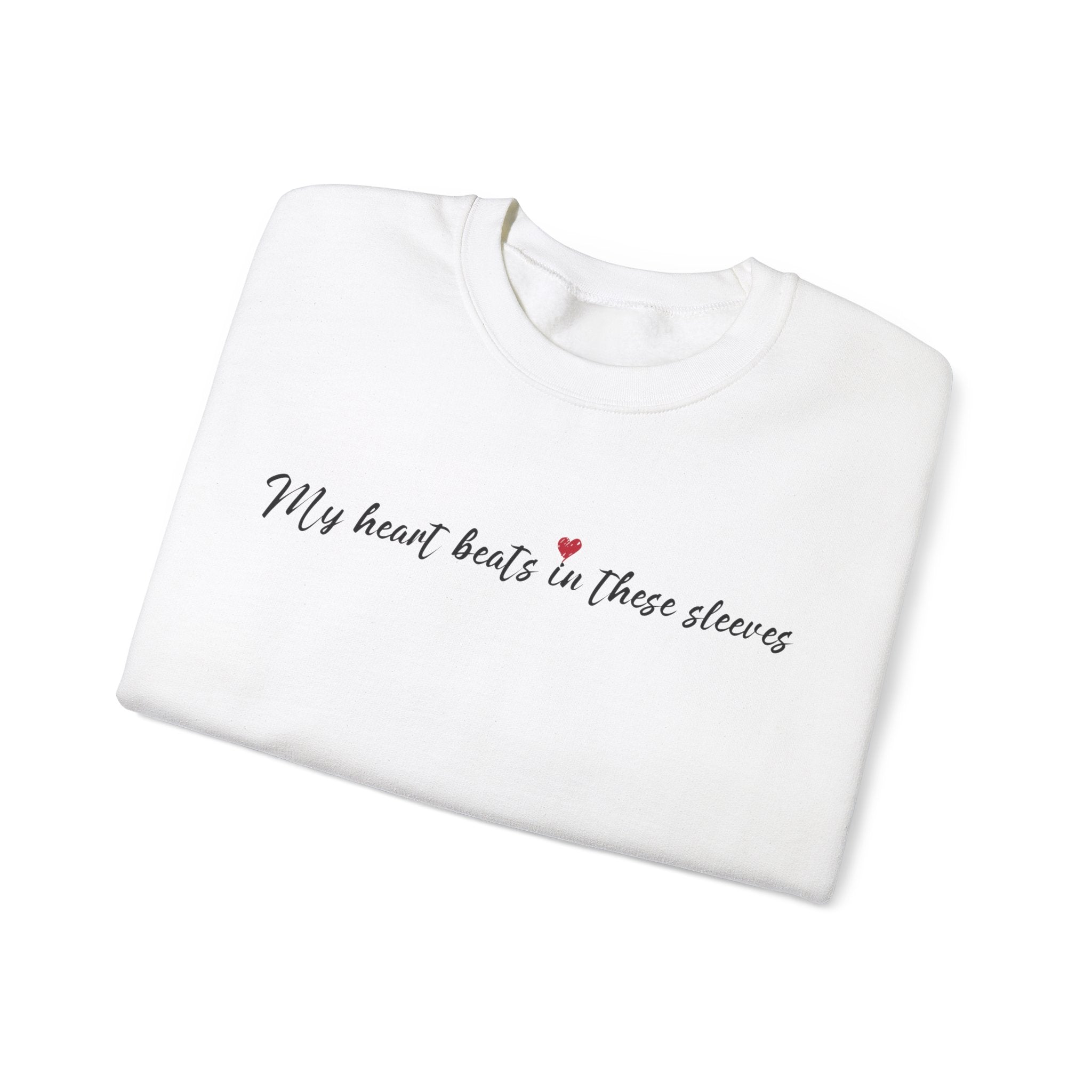 Sleeve Print Sweatshirt With Kids Names - My Heart Beats In These Sleeves Sweatshirt - PrintMarvelsInc#